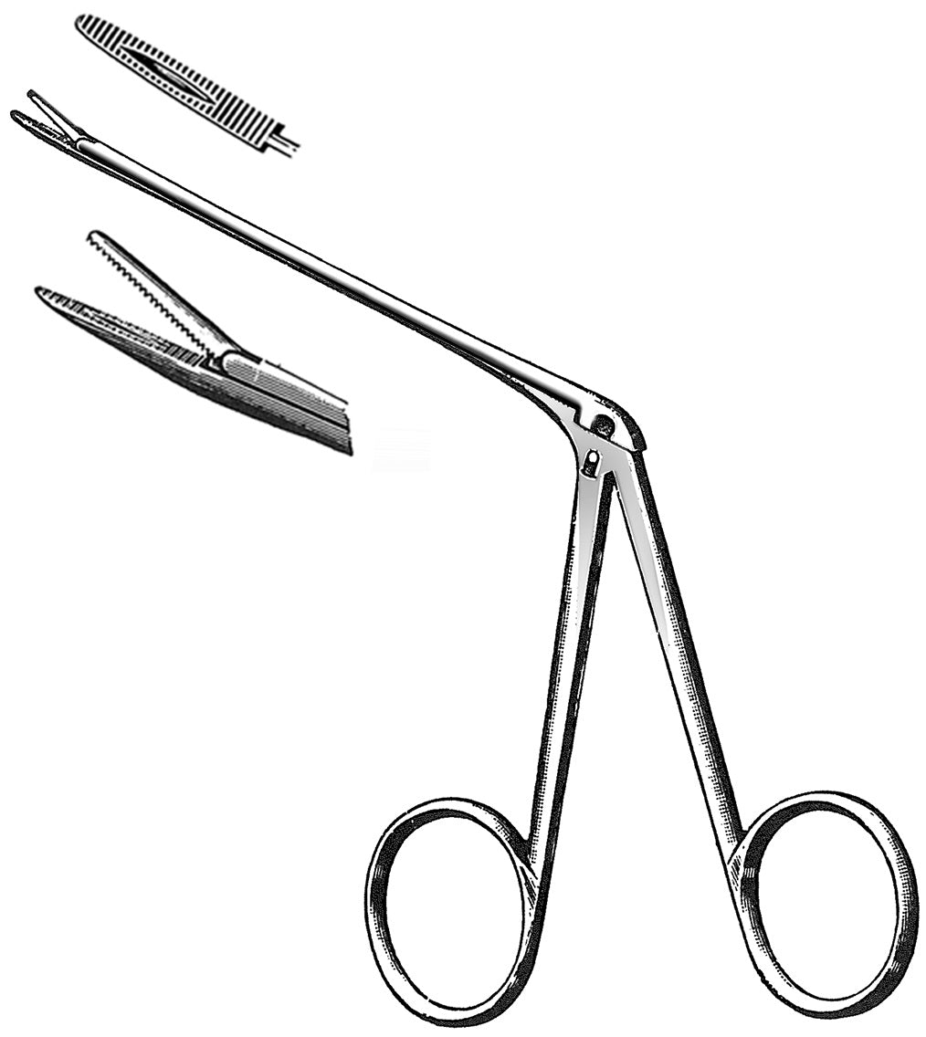 Alligator Forceps Hartmann 3-1/2 Inch Length Floor / Office Grade Pakistani Stainless Steel NonSterile Locking Finger Ring Handle Straight Serrated Tips with Groove