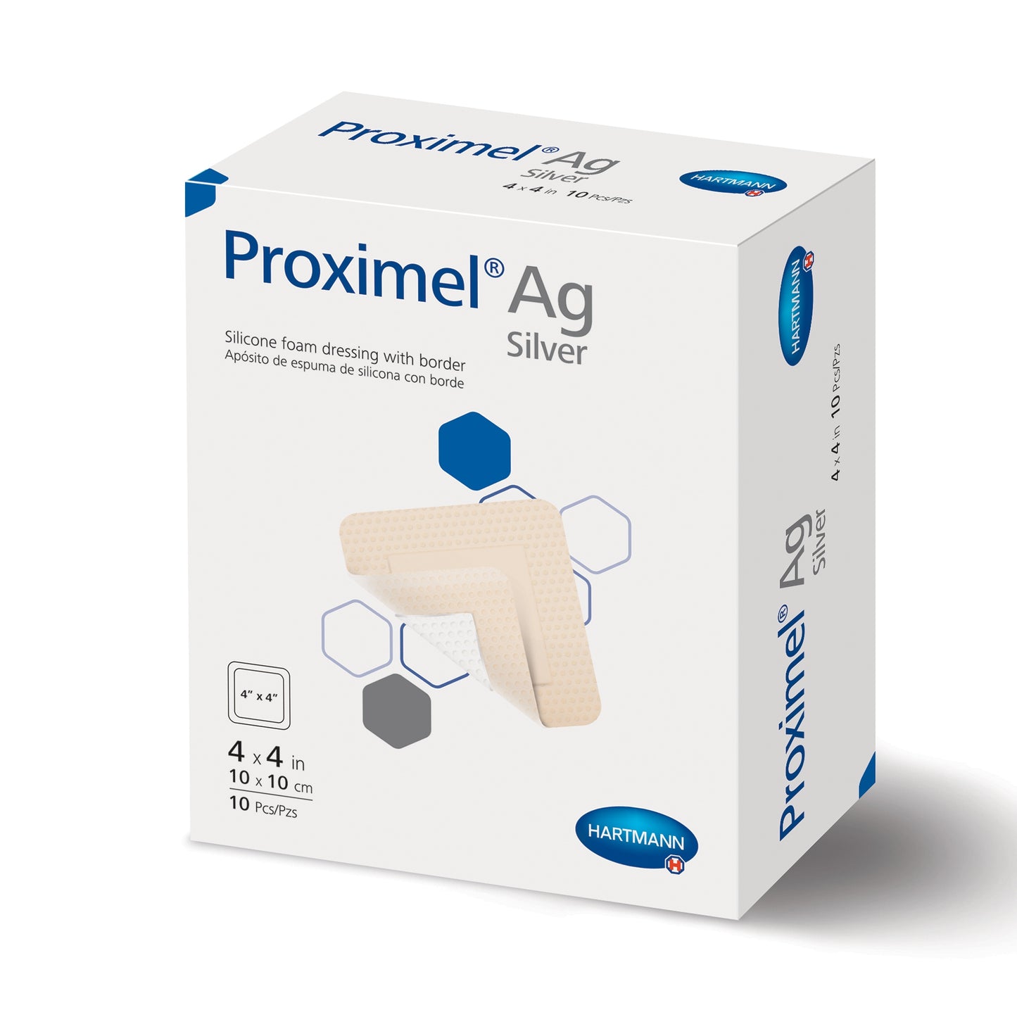 Silver Foam Dressing Proximel® Ag 4 X 4 Inch Square Sterile