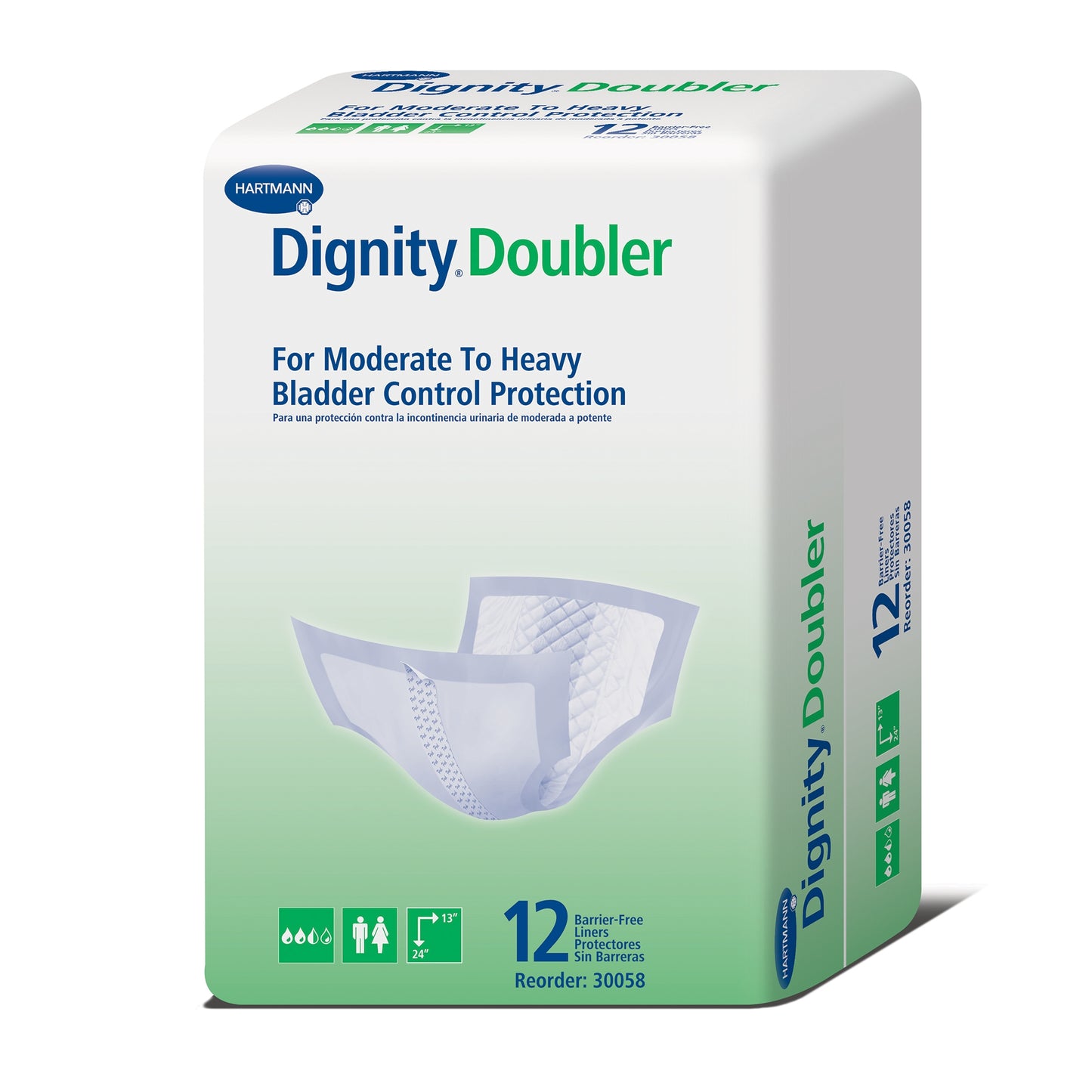 Bladder Control Pad Dignity® Doubler 13 X 24 Inch Moderate Absorbency Polymer Core One Size Fits Most