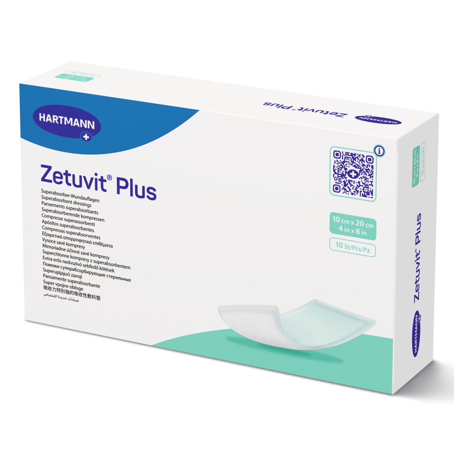 Super Absorbent Dressing Zetuvit® Plus Without Adhesive 4 X 8 Inch Rectangle