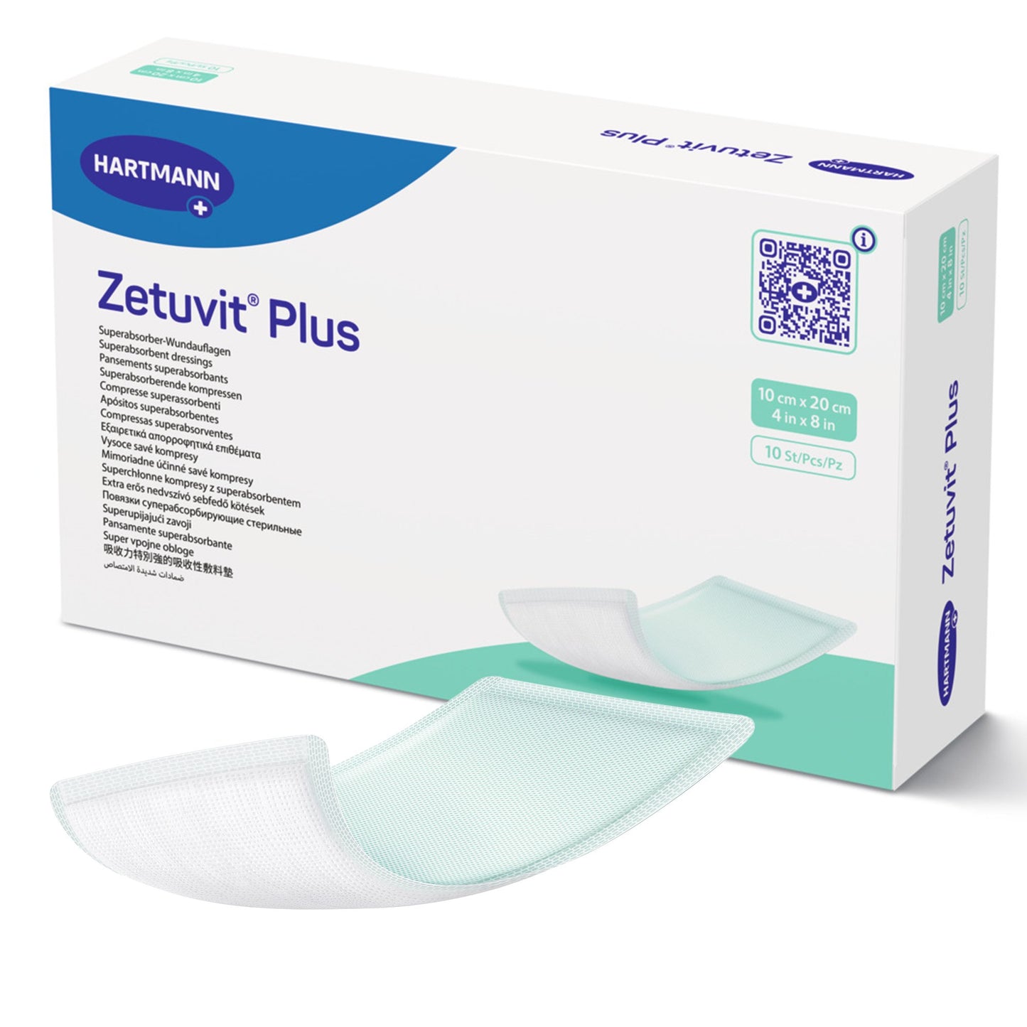 Super Absorbent Dressing Zetuvit® Plus Without Adhesive 4 X 8 Inch Rectangle