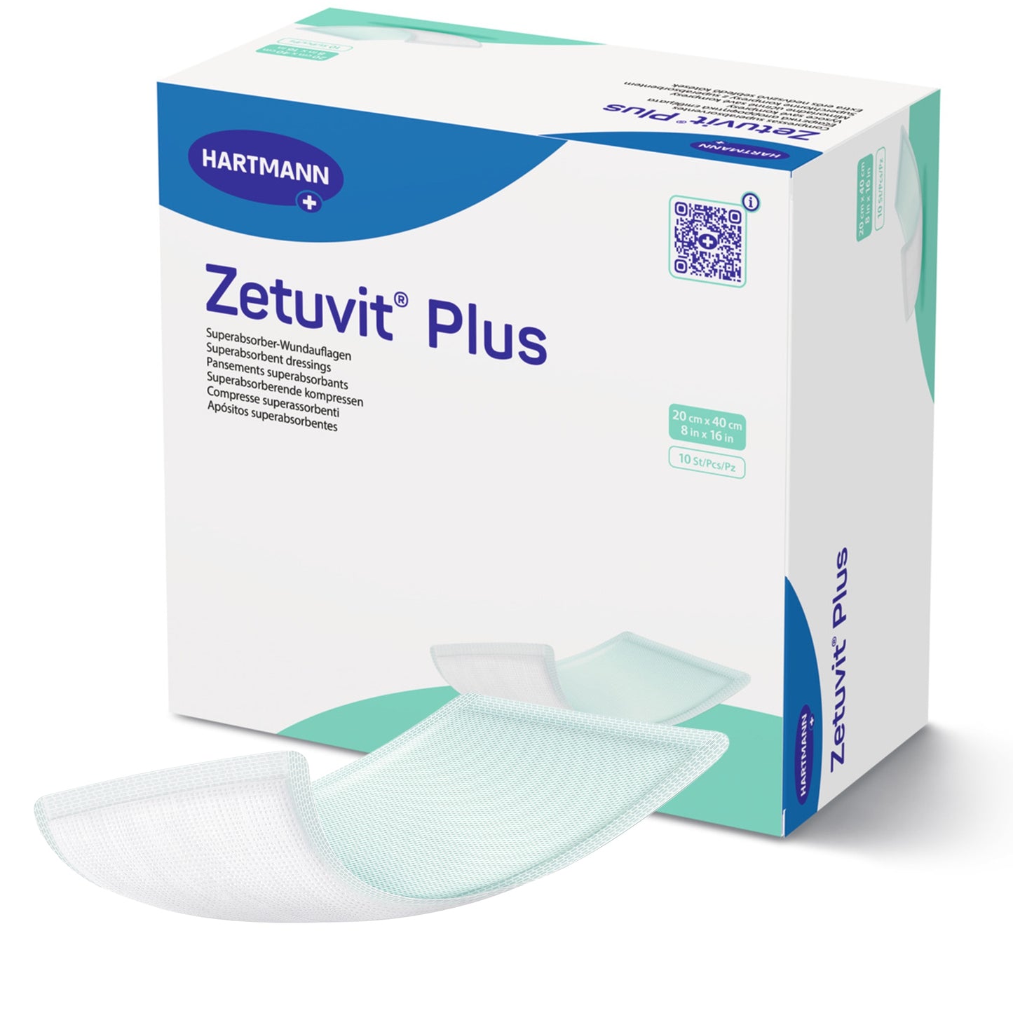 Super Absorbent Dressing Zetuvit® Plus Without Adhesive 8 X 16 Inch Rectangle