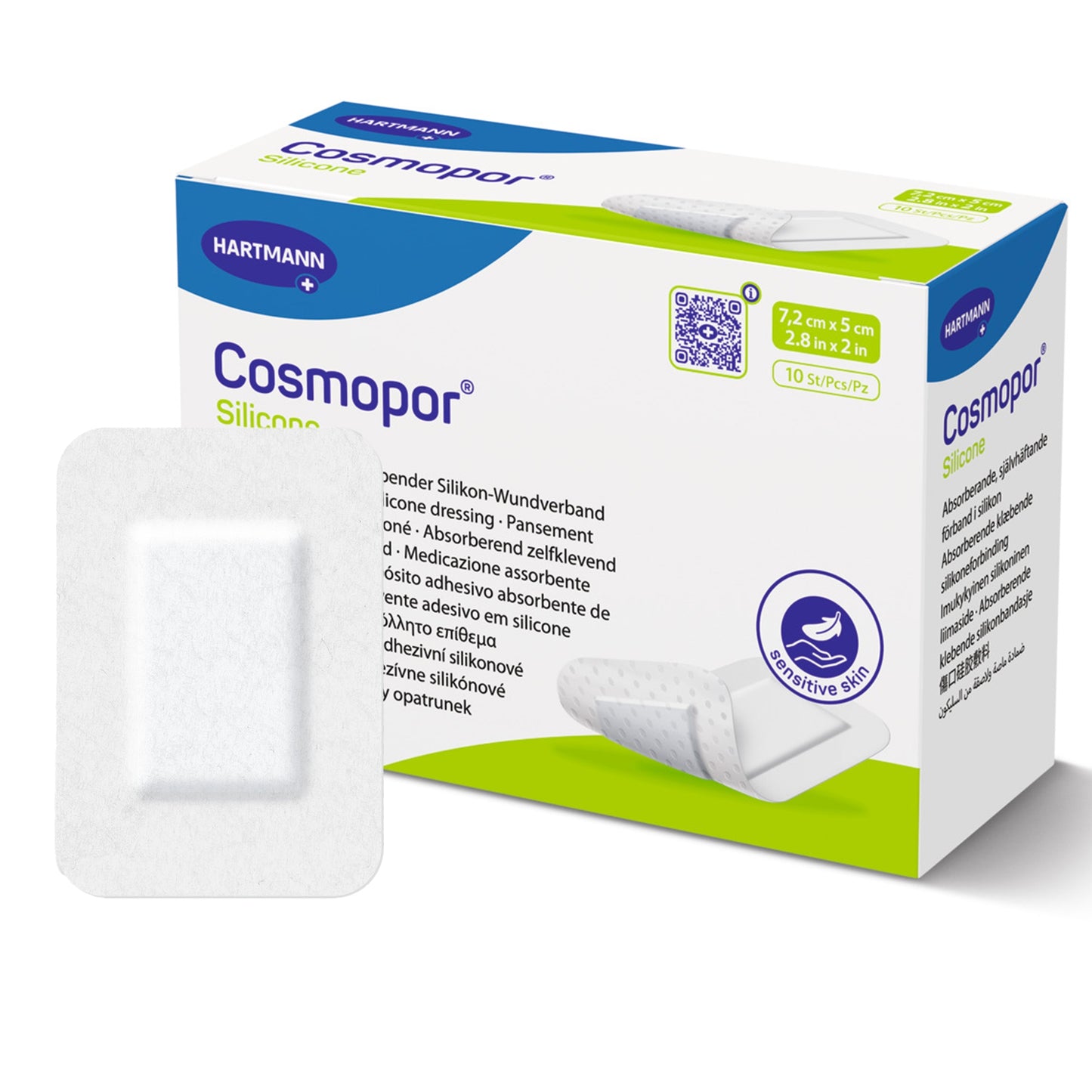 Island Dressing Cosmopor® Silicone 2 X 2.28 Inch Rectangle Sterile Water Resistant Nonwoven Backing