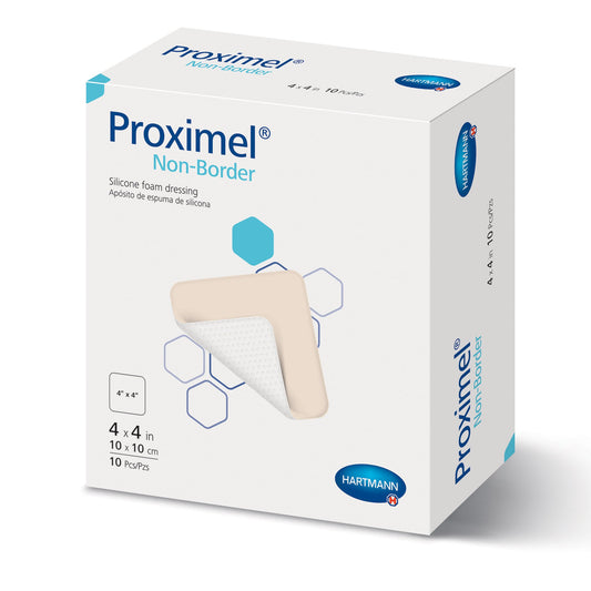 Foam Dressing Proximel® Non-Border 4 X 4 Inch Without Border Waterproof Backing Silicone Face Square Sterile
