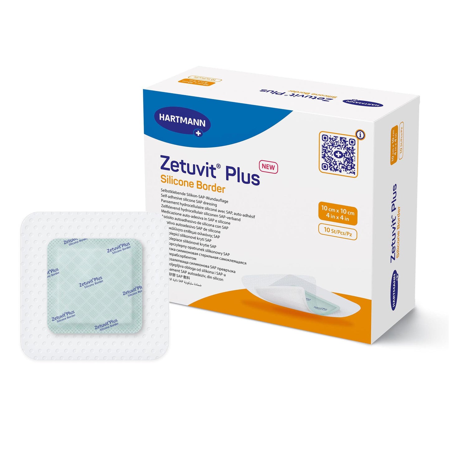 Super Absorbent Dressing Zetuvit® Plus Silicone Border Silicone Adhesive 4 X 4 Inch Square