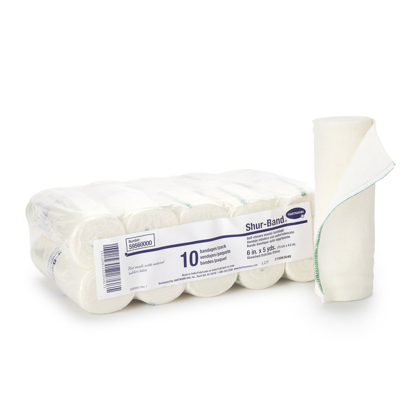 Elastic Bandage Shur-Band® LF 6 Inch X 5 Yard Single Hook and Loop Closure Natural NonSterile Standard Compression