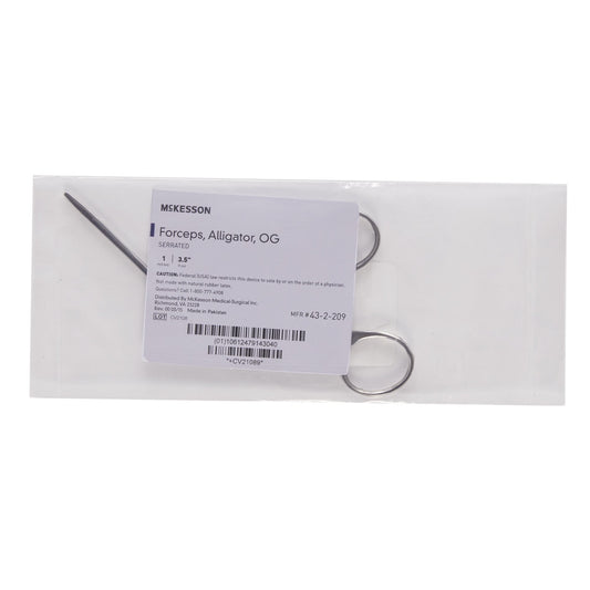 Alligator Forceps Hartmann 3-1/2 Inch Length Floor / Office Grade Stainless Steel NonSterile NonLocking Finger Ring Handle Straight Serrated Tips