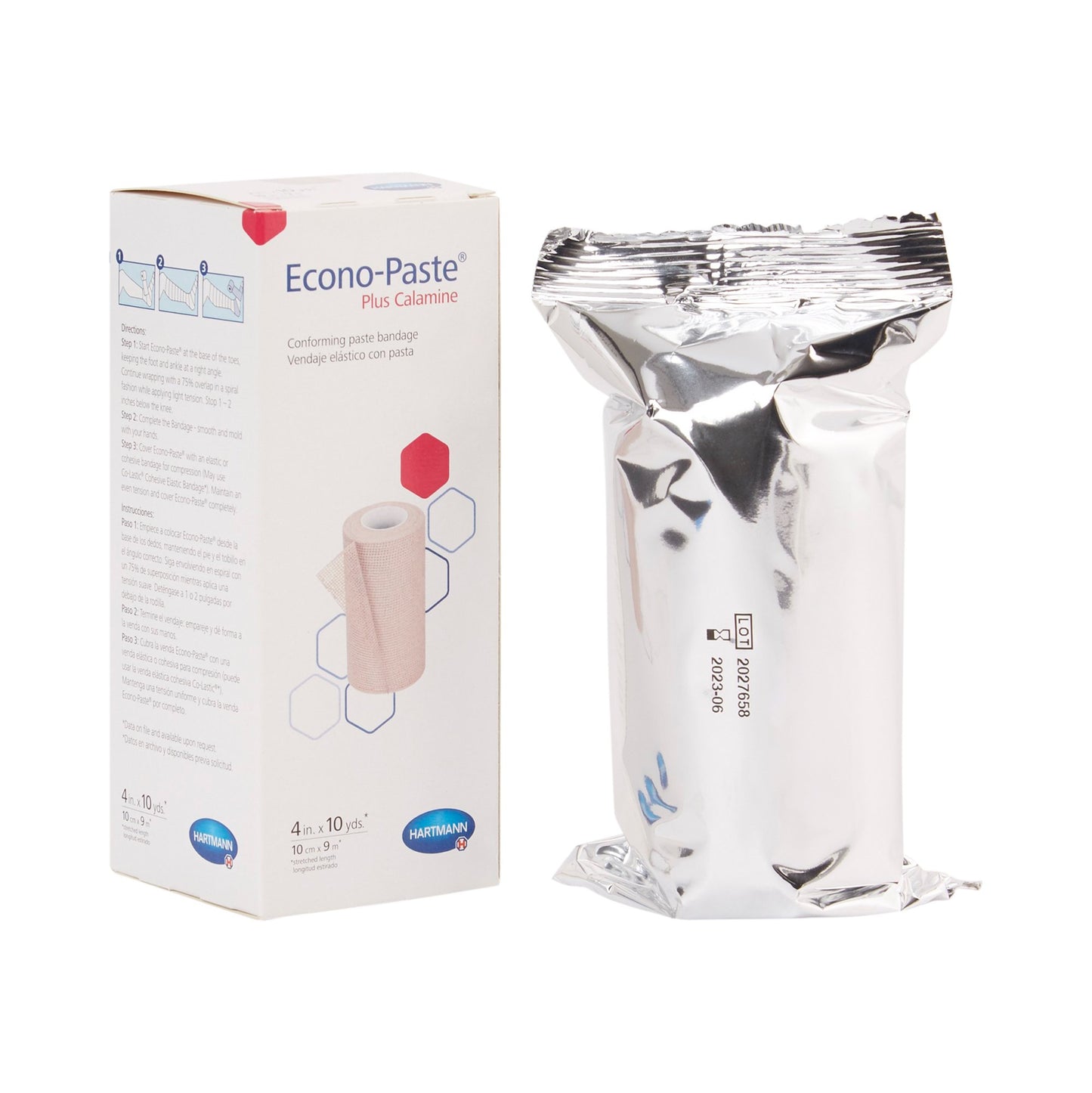 Unna Boot Econo-Paste® Plus Calamine Zinc Oxide / Calamine 4 Inch X 10 Yard