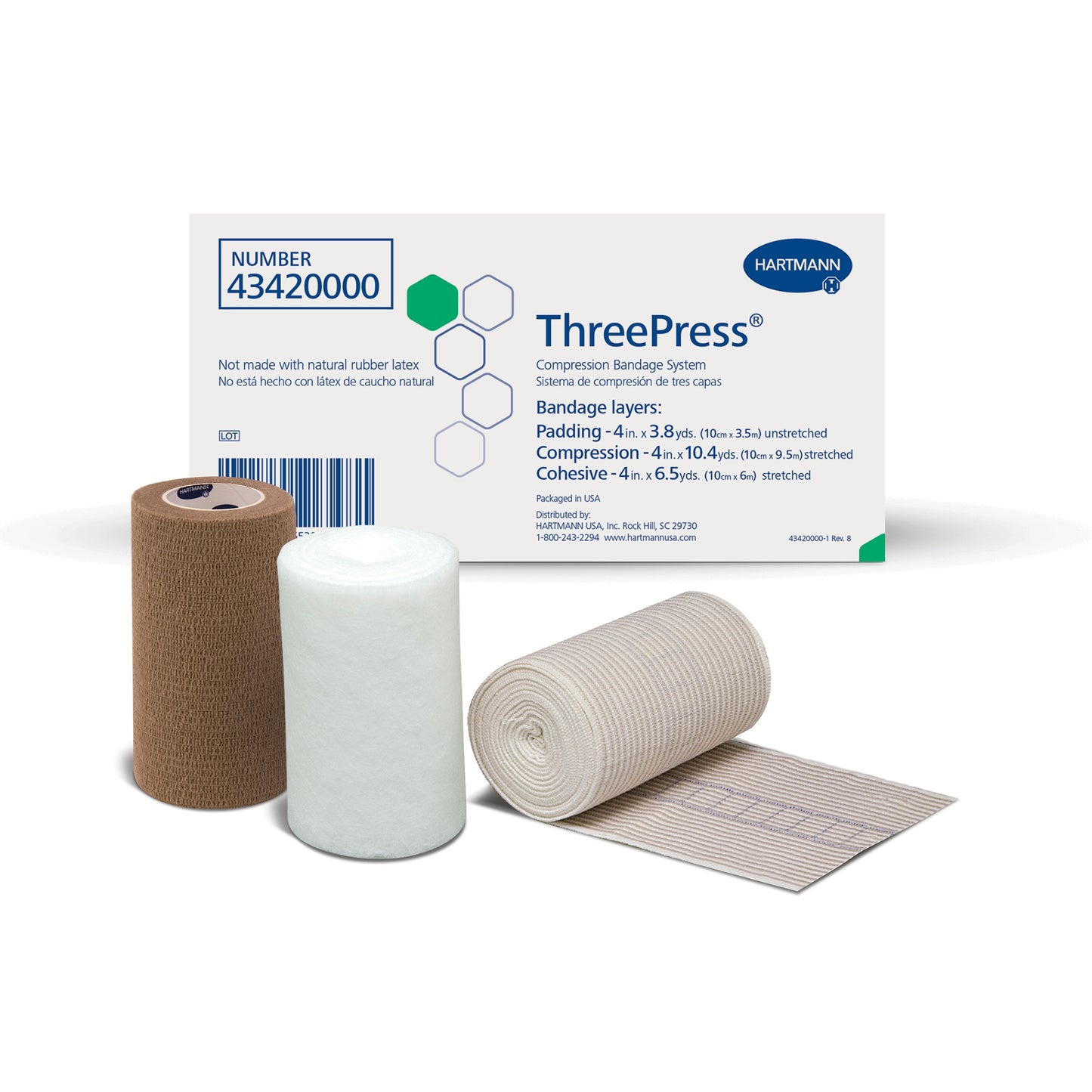 3 Layer Compression Bandage System ThreePress® Multiple Sizes Self-Adherent Closure Tan / White NonSterile 35 to 40 mmHg
