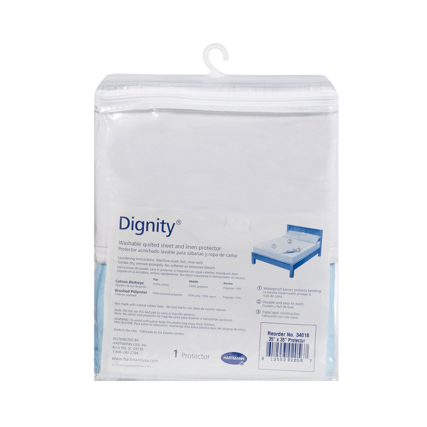 Reusable Underpad Dignity® Washable Sheet Protector Tuckable 35 X 35 Inch Cotton Moderate Absorbency