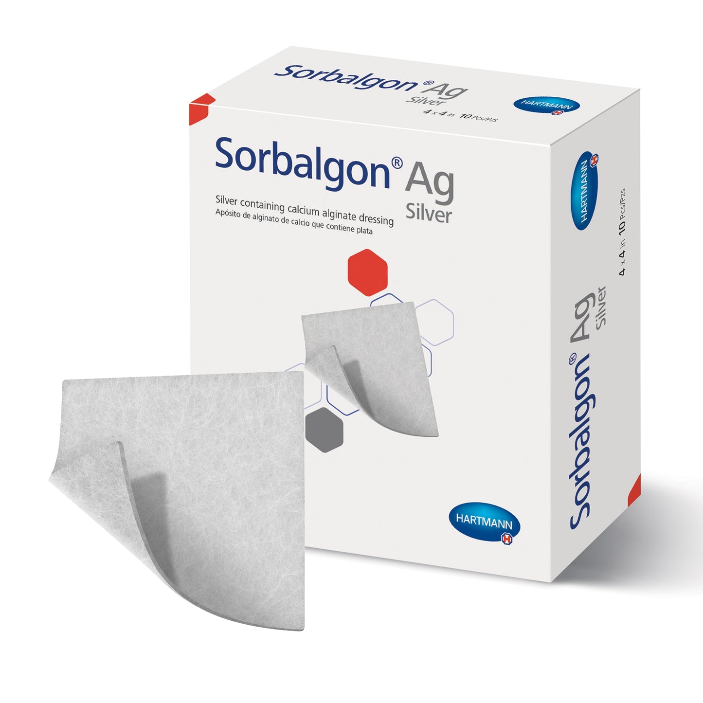 Silver Alginate Dressing Sorbalgon® Ag 4 X 4 Inch Square Sterile
