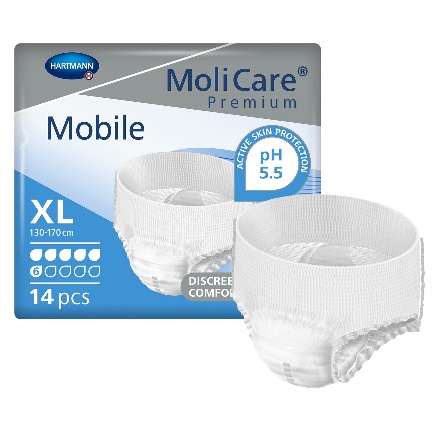 Absorbent Underwear MoliCare® Premium Mobile 6D Pull On with Tear Away Seams Adult X-Large Unisex Disposable Moderate Absorbency