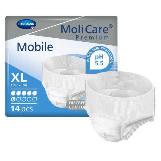 Absorbent Underwear MoliCare® Premium Mobile 6D Pull On with Tear Away Seams Adult X-Large Unisex Disposable Moderate Absorbency